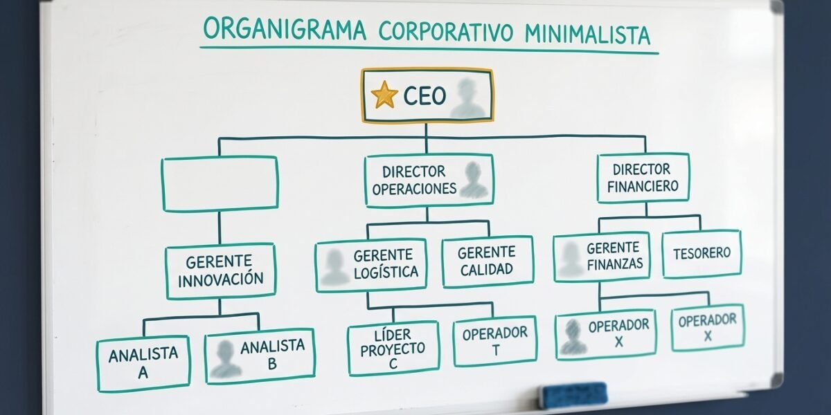 Organigrama vacío con siluetas en los cargos directivos, representando quién dirige realmente tu vida