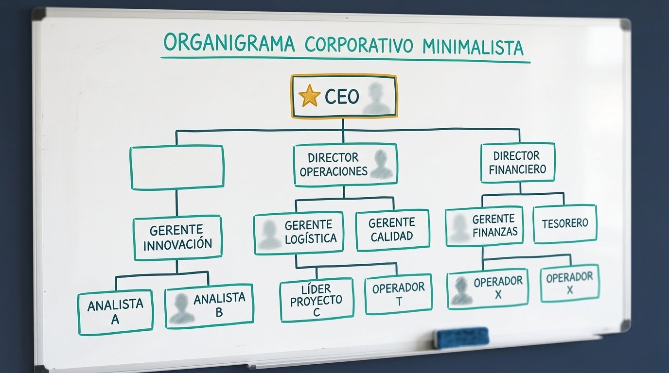 Organigrama vacío con siluetas en los cargos directivos, representando quién dirige realmente tu vida